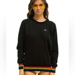 Aviator Nation Black Sweatshirt with Rainbow Accents